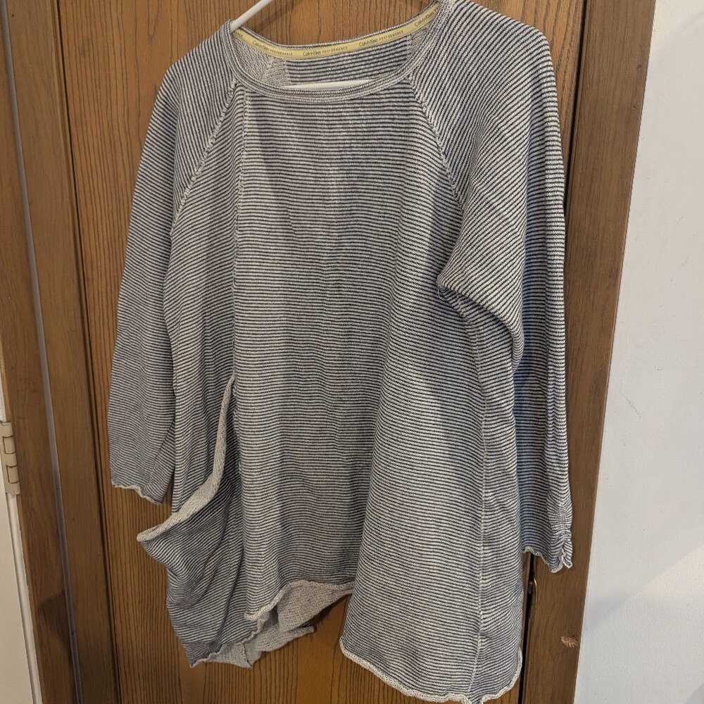 Calvin Klein‎ Performance Striped Asymmetrical Blue White Pullover Sweatshirt-M